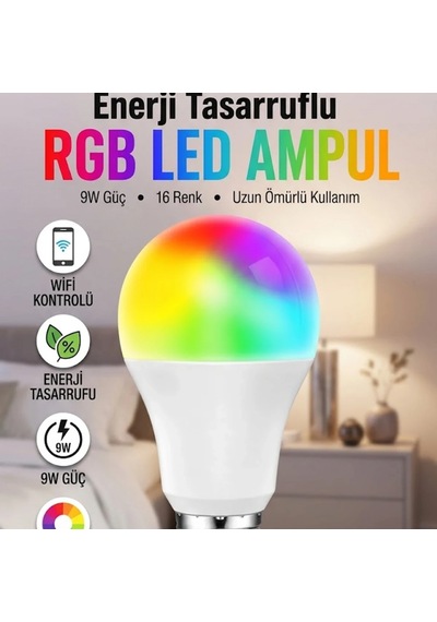 Akıllı Led Ampul Rgbw 9w Wifi Uzaktan Kontrollü Enerji Tasarruflu Diğer