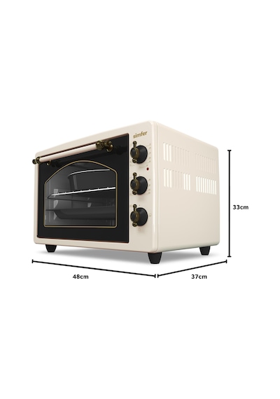 Simfer 3495 Retro Bej 34 LT Statik Mini / Midi Fırın - 4 Fonksiyon, Programlanabilir Pişirme & Isı Kontrol