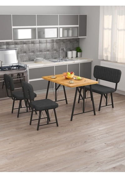 Hayat 70 X 110 Atlantik Mutfak Masası, Mutfak Masası Takımı, Yemek Masası, 2 Sandalye 1 Bench - Antrasit Antrasit Hayat 70 X 110 Atlantik Mutfak Masası, Mutfak Masası Takımı, Yemek Masası, 2 Sandalye 1 Bench - Antrasit Antrasit