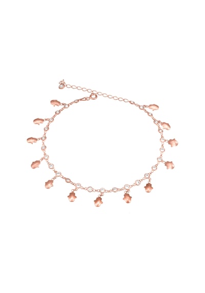 Brezza Lusso Jewelry Fatma Ana Eli Zirkon Taşlı Gümüş Kadın Ayak Halhal Rose