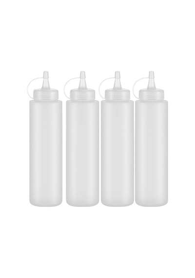 Şeffaf Plastik Sosluk Seti - 4 Adet, 700 Ml Kapasite Açık Beyaz
