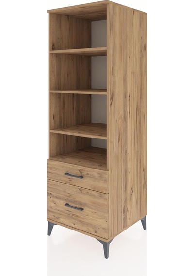 Kronos Dolap 4 Raflı 2 Çekmeceli 60x59x182 Çam-çam Çam