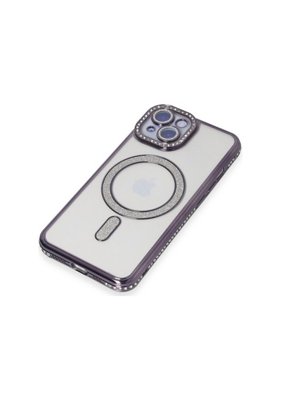 Apple İphone 13 Kılıf Joke Simli Magneticsafe Kılıf - Derin Mor