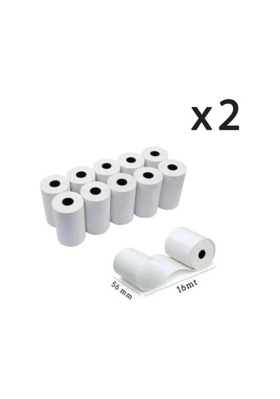 Resan Termal Yazar Kasa Pos Rulosu 56 Mm X 16 Mt 2 Paket 20 Adet Rulo