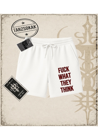 Tarzsokak Gotik & Grunge Streetwear Fuuck What They Thınk Unisex Şort Beyaz Tarzsokak Gotik & Grunge Streetwear Fuuck What They Thınk Unisex Şort Beyaz