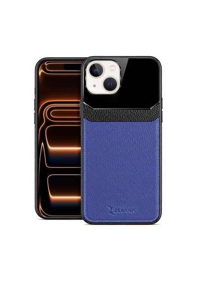 Apple İphone 13 Uyumlu Kılıf Lens Deri Kılıf Lacivert