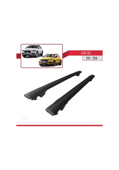 Audi Q3 2011-2018 Arası İle Uyumlu Hook Model Anahtar Kilitli Ara Atkı Tavan Barı Siyah