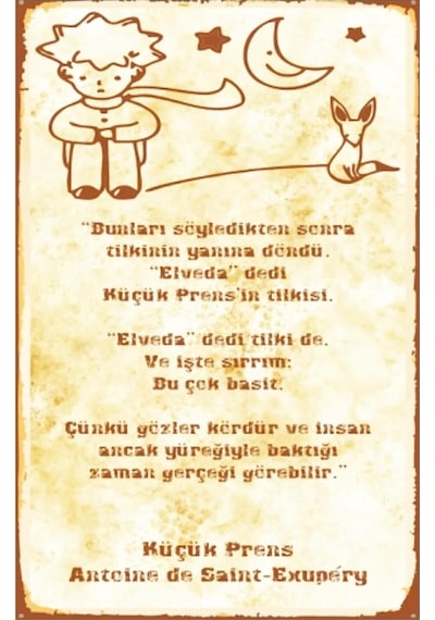 Kağıt Duvar Posteri Küçük Prens Retro Drtr0044