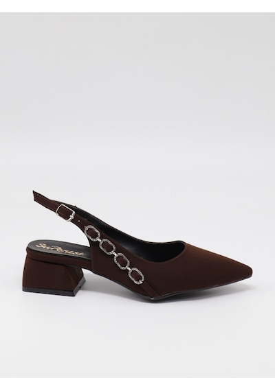Nesilshoes Nesil Shoes Peri 3668 Kahve Saten Kadın Sandalet