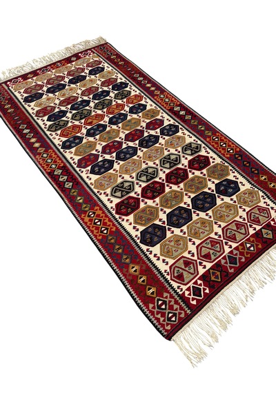 El Dokuma Sıfır Van Kilimi 125x230 Renkli Kök Boya Yolluk Kilim