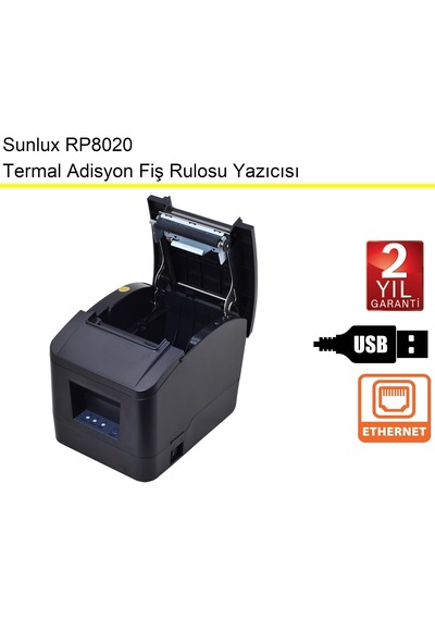 Sunlux Rp8020 Adisyon Rulo Fiş Yazıcısı Kağıt Genişiliği:80 Mm
