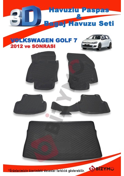 Volkswagen Golf 7 2012 Ve Sonrası Paspas Ve Bagaj Havuzu Seti