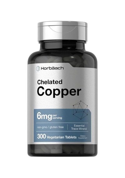 Chelated Copper 6mg 300 Tablet Temel İz Mineral Vejetaryen, Gdo'suz, Glutensiz