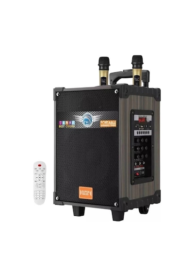 12 Inç Bluetooth Hoparlör 2 Adet Kablosuz Mikrofonlu Karaoke Bass Kabin Anfi Gitar Girişli