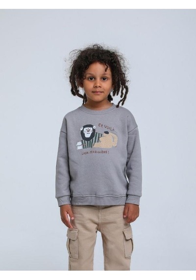 Jack Lions Erkek Bebek Aslan Figürlü Sweatshirt-14747 Gri