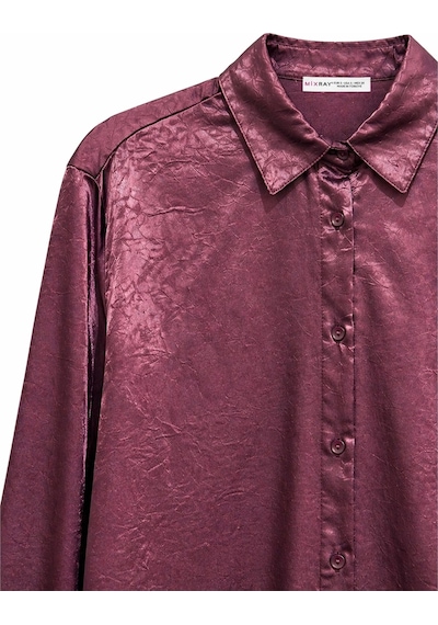 Mixray 4815 Kadın Saten Kraş Gömlek Bordo