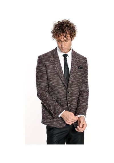 Wessi Desenli Slim Fit Spor Bordo Erkek Ceket - Wessi Bordo