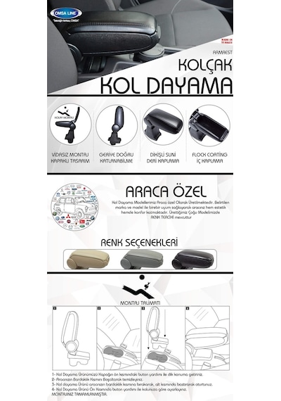Dokker Araca Özel Kol Dayama Omsa Kolçak 2012 2013 2014 2015 2016 2017 2018 2019 2020 2021 2022