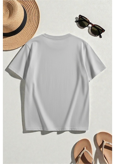 Uyguntarz Unisex New York Baskılı Oversize Tshirt Gri
