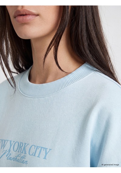 LC Waikiki Lc Waıkıkı Mavi New York City Baskılı Kadın Sweatshirt Tunik
