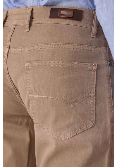 Erkek Bej Slim Fit Üst Cep Kanvas Pantolon
