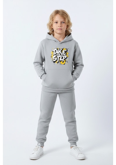 Fyk Kids 3 İplik Şardonlu Kışlık Take The Step Baskılı Kanguru Cepli Kapüşonlu Erkek Çocuk Eşofman Takımı Gri Fyk Kids 3 İplik Şardonlu Kışlık Take The Step Baskılı Kanguru Cepli Kapüşonlu Erkek Çocuk Eşofman Takımı Gri