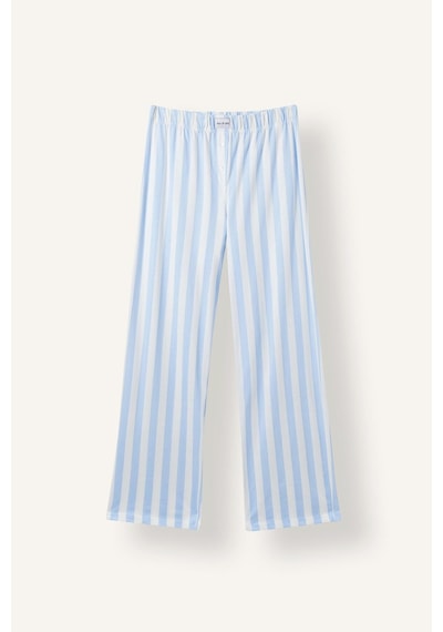 Defacto Regular Fit Kısa Kollu Baskılı Çizgili 2li Pijama Takımı I8337ax26aube250 Mavi-be250