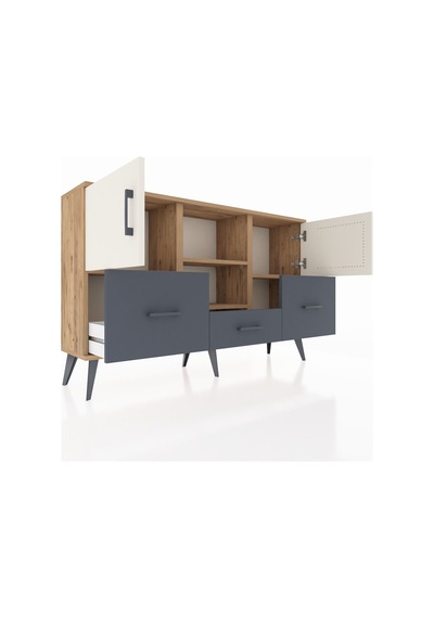 Arges Konsol 4 Raflı 3 Çekmeceli 3 Kapaklı 132x30x83 Çam-aytaşı/antrasit Aytaşı/antrasit Arges Konsol 4 Raflı 3 Çekmeceli 3 Kapaklı 132x30x83 Çam-aytaşı/antrasit Aytaşı/antrasit