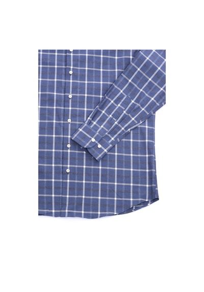 Giant Modern Fit Kareli Uzun Kol Erkek Gömlek - Minimalist Stil Lacivert