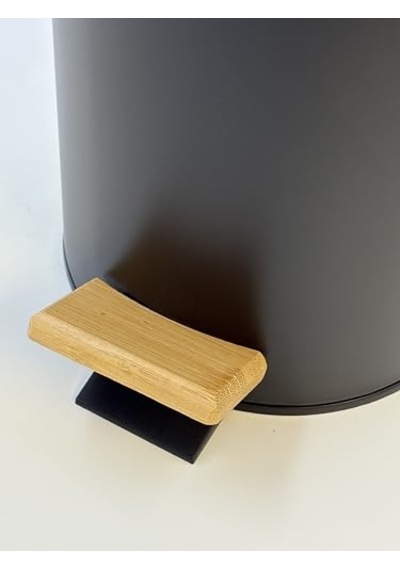 Bambu Kapaklı Metal Çöp Kovası Hidrolik Sistemli Yavaş Kapanma Özellikli, Pedallı, Banyo Ve Mutfak İçin Ş Diğer