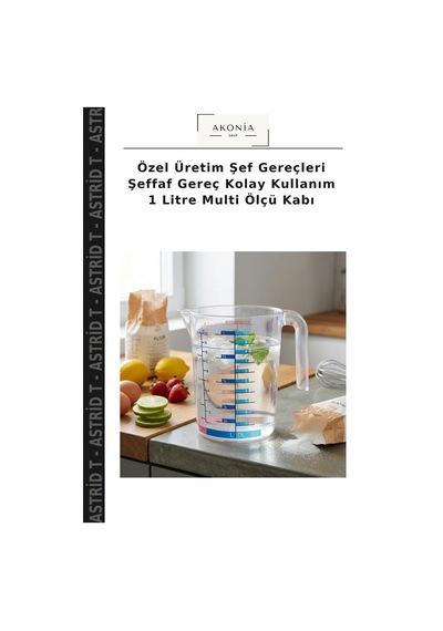 Özel Üretim Şef Gereçleri Şeffaf Gereç Kolay Kullanım 1 Litre Multi Ölçü Kabı Çok Renkli