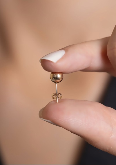 14 Ayar Altın Sade Top Küpe 5 Mm Sarı Altın