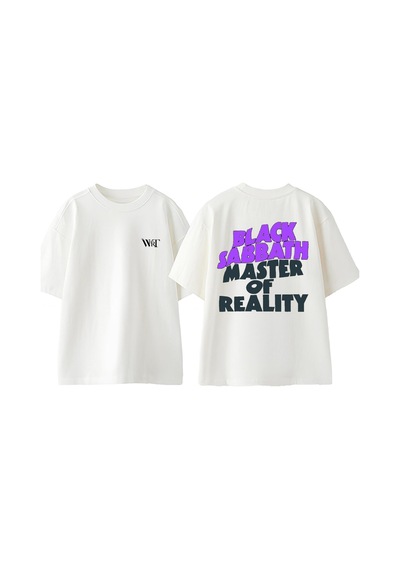 Thewert Black Sabbath 7 Tasarım Sırt Baskılı Pamuk Beyaz Oversize T-shirt