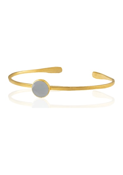 Kadir Jewellery Zirkon Taşlı Ayarlanabilir 22 Ayar Altın Kaplama Bilezik Gri