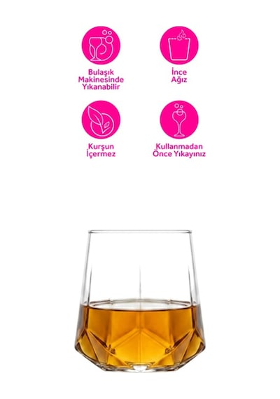 Lav Valeria Cam Viski Bardağı 3'lü 400 ml (Meşrubat/Kokteyl Bardağı )