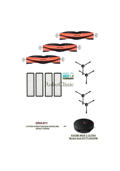 Xiaomi Mi Robot Vacuum Mop 2 Ultra Model Kod:stytj05zhm Uyumlu Yedek Fırça, Filtre Seti-11 Parça