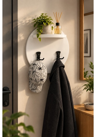 Sulorahome Beyaz Duvar Askılığı Ve Mini Raf Ünitesi