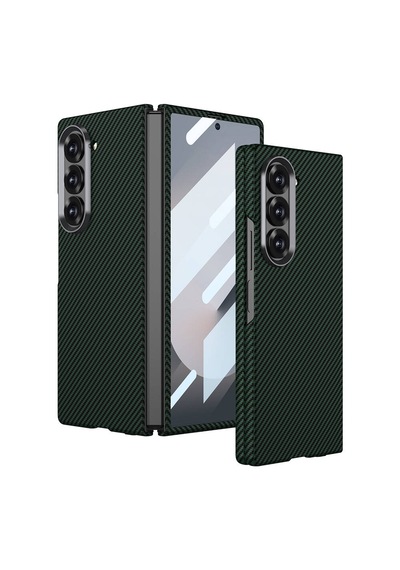 Samsung Galaxy Uyumlu Z Fold 6 Kılıf Kamera Çıkıntılı Karbon Fiber Kapak