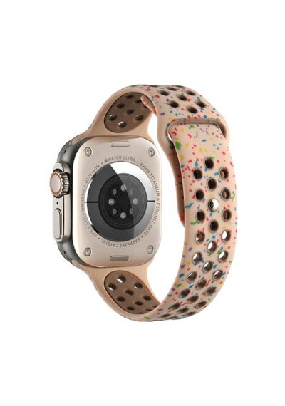 Apple Watch Uyumlu 7 45mm Kordon Yeni Seri 2023 Krd-02 Silikon Strap Kayış - Krem