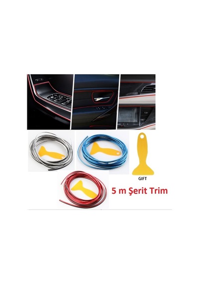 Trim Galvanik Kaplama Esnek Pvc Otomotiv Pano Kapı Trim 5 Metre Salon Şeridi Oto Şerit Araba Çıtası