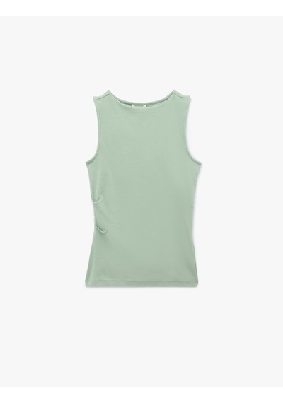 Koton Pamuklu Asimetrik Kesim Kolsuz Kayık Yaka Bluz Mınt 6sak10028ek Mint