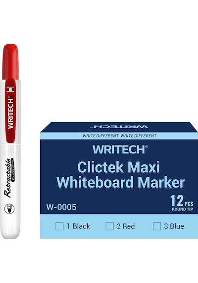 Wrıtech W-0005wb Basmalı Jumbo Tahta Kalemi Kırmızı - 12'li Kutu Siyah