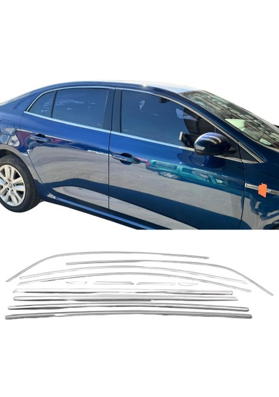 Renault Megane 4 Sedan 12 Parça Paslanmaz Krom Cam Çerçeve Çıta Seti