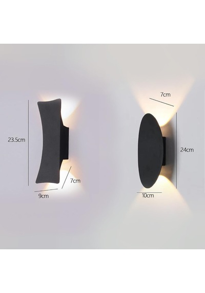 Tr Modern Alüminyum Duvar Lambası Led Dış Mekan Ip65 Su Geçirmez Duvar Lambası Siyah/beyaz Minimalizm Geometri Tas