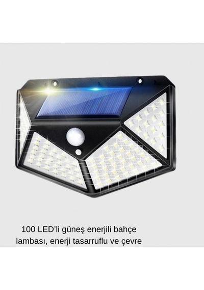 Solar 100 Led Güneş Enerjili Bahçe Lambası 2200mah, 20w, 120 Pır Sensörlü, Ip65