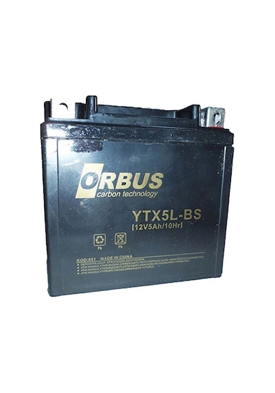 Orbus Motosiklet Aküsü 12 Volt 5 Amper Yeni Tarihli Taze Akü 114x70x106mm 1.8 Kg