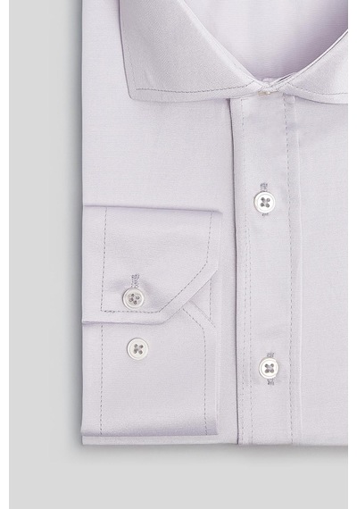 Tudors Erkek Modern Slim Fit Düz Saten Pamuklu Bej Gömlek-32972 Bej