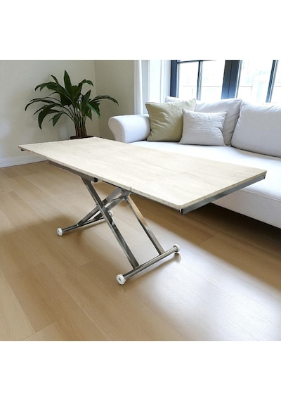 Yan Baştan Açılır Akıllı Masa Üst Tabla Mdf Yüksekliği Ayarlanabilir Pratik Krom Kaplama Traverten Yan Baştan Açılır Akıllı Masa Üst Tabla Mdf Yüksekliği Ayarlanabilir Pratik Krom Kaplama Traverten