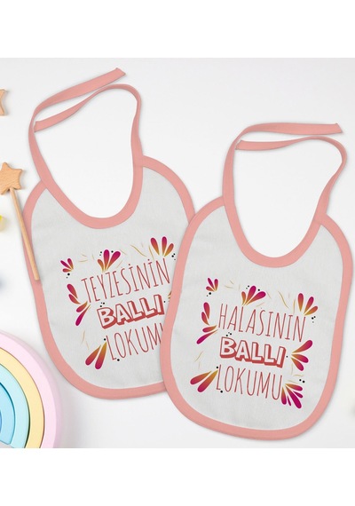 BK Kids Teyze ve Hala Tasarımlı 2’li Pembe Mama Önlüğü-1 Pembe