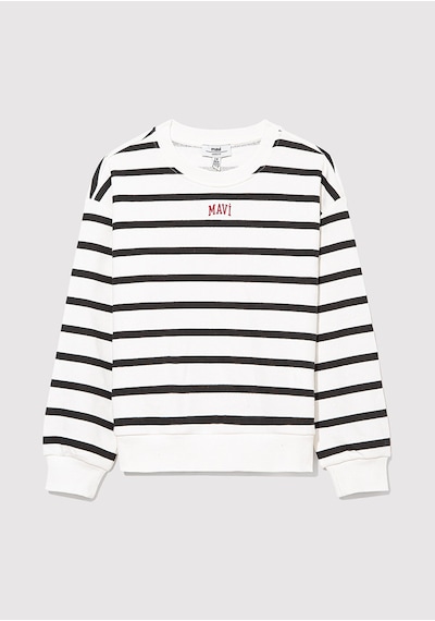 Mavi - Mavi Logo Baskılı Siyah Çizgili Sweatshirt 7s10038-900 Siyah Mavi - Mavi Logo Baskılı Siyah Çizgili Sweatshirt 7s10038-900 Siyah